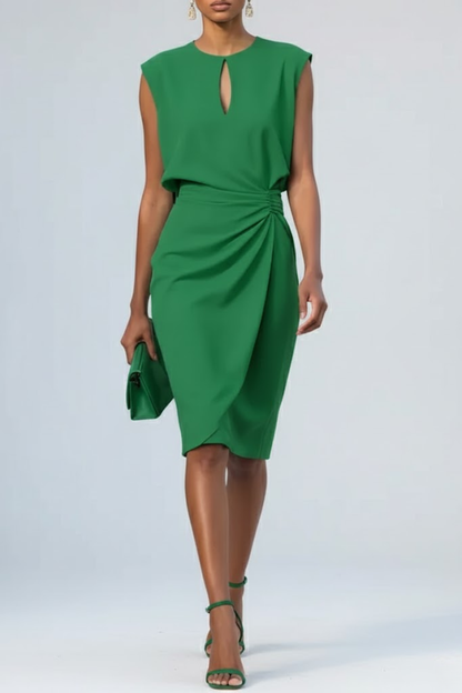 Calyndra | Keyhole Neck Elegant Pencil Dress