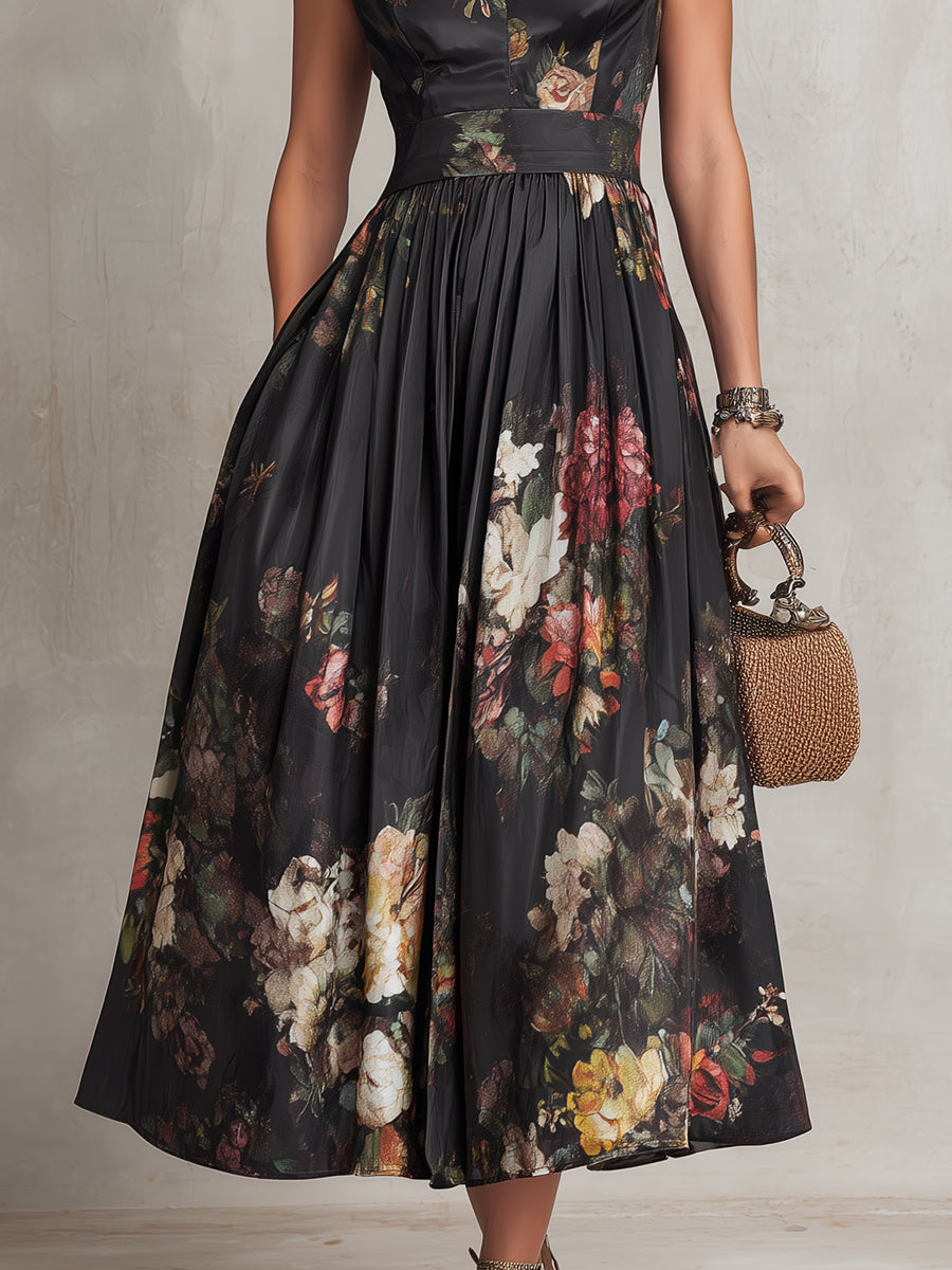 Odeline | Graceful Floral A Line Maxi Dress