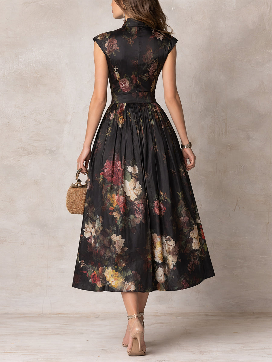 Odeline | Graceful Floral A Line Maxi Dress