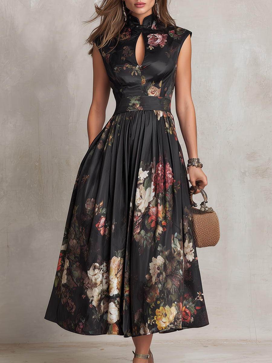Odeline | Graceful Floral A Line Maxi Dress