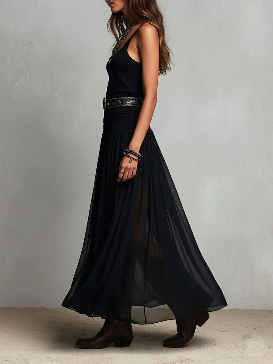 Galilea | Elegant Sheer Overlay Maxi Dress