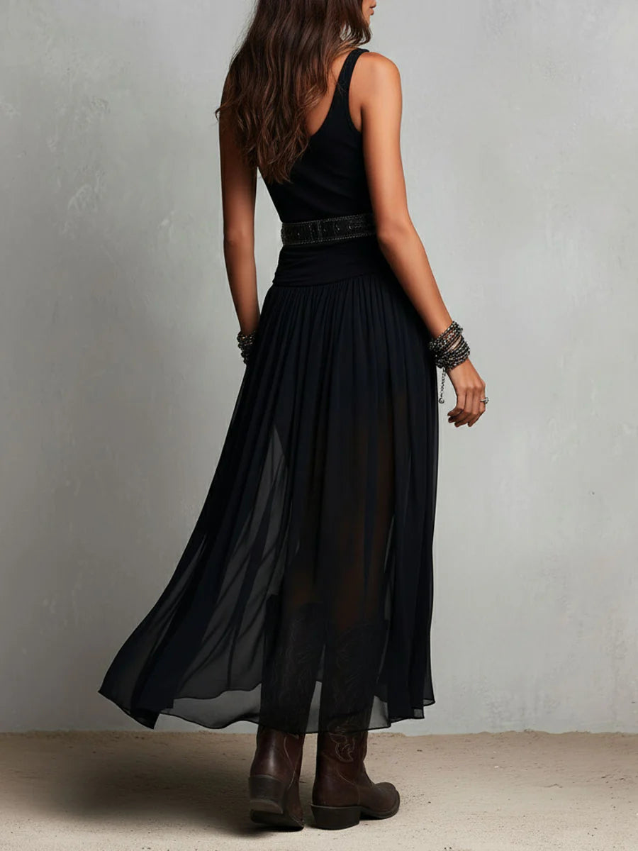 Galilea | Elegant Sheer Overlay Maxi Dress
