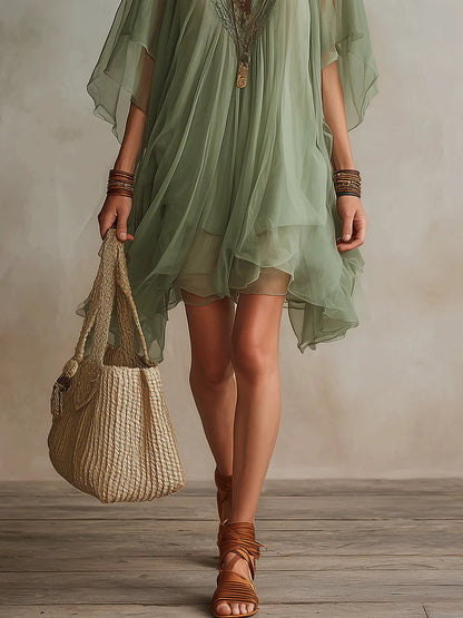 Delphinia | Airy Bohemian Mini Dress