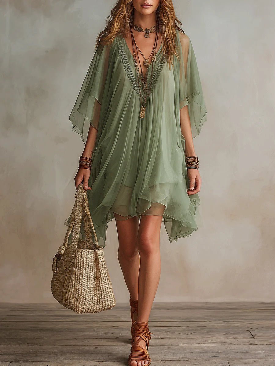 Delphinia | Airy Bohemian Mini Dress