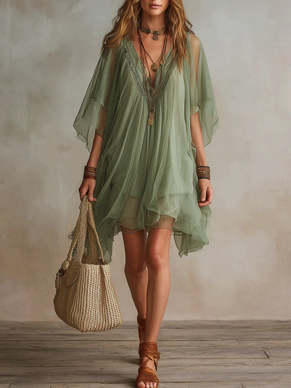 Delphinia | Airy Bohemian Mini Dress