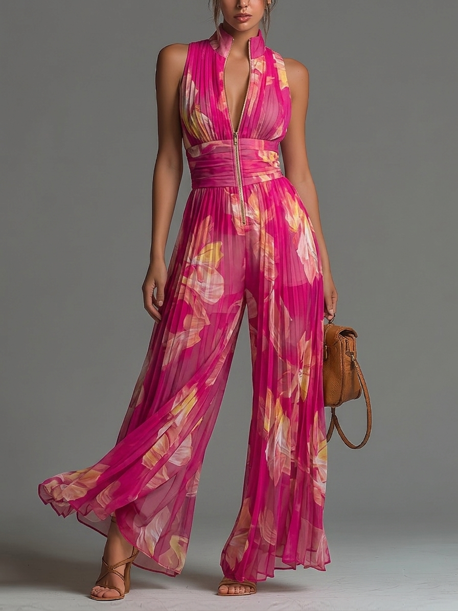 Calantha | Flowing Floral Evening Jumpsuit