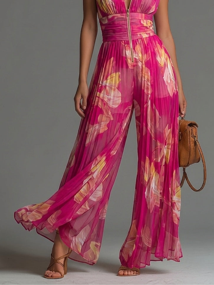 Calantha | Flowing Floral Evening Jumpsuit