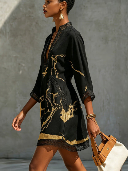 Hestelle | Artistic Print Tunic Dress