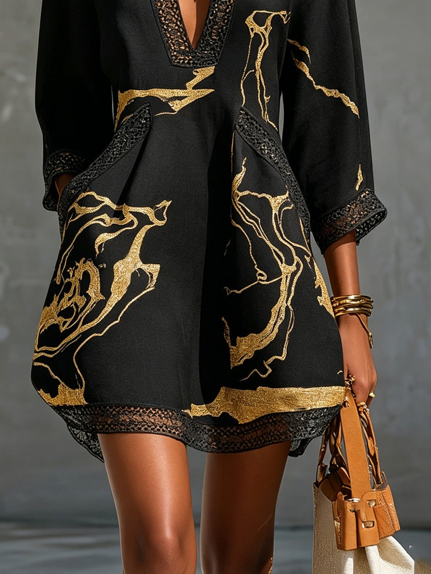 Hestelle | Artistic Print Tunic Dress
