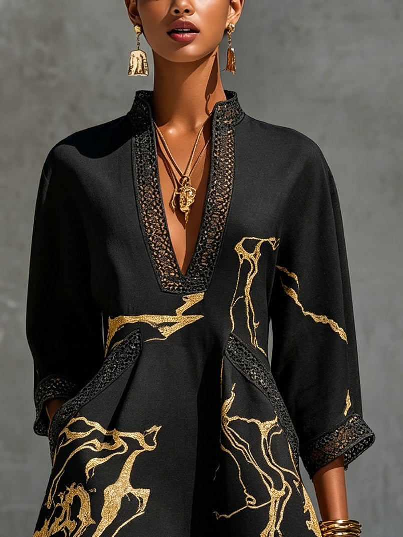 Hestelle | Artistic Print Tunic Dress