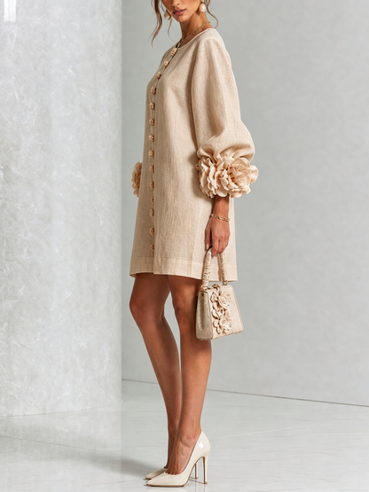 Corabelle | Puff Sleeve Linen Mini Dress