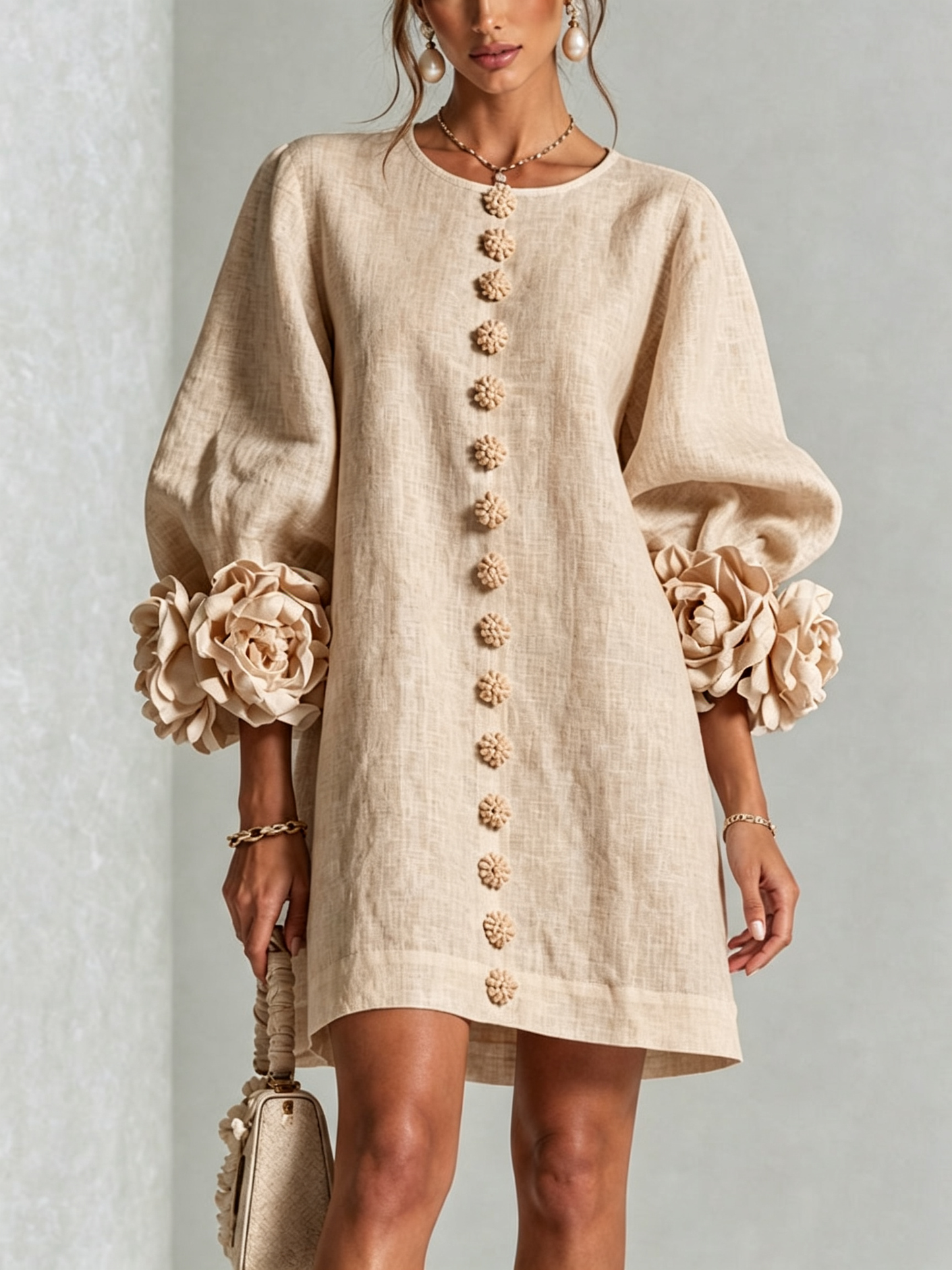 Corabelle | Puff Sleeve Linen Mini Dress