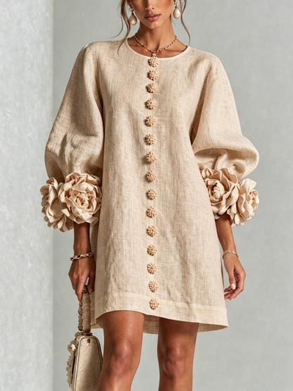 Corabelle | Puff Sleeve Linen Mini Dress