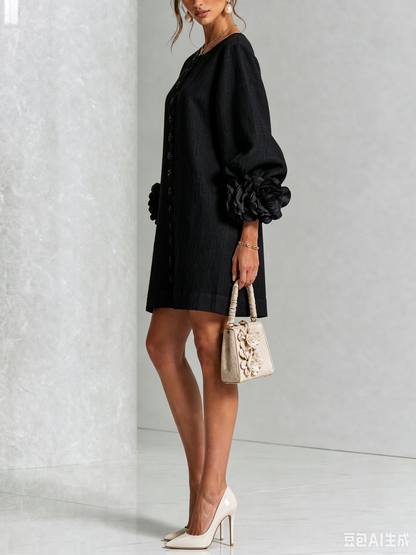 Corabelle | Puff Sleeve Linen Mini Dress