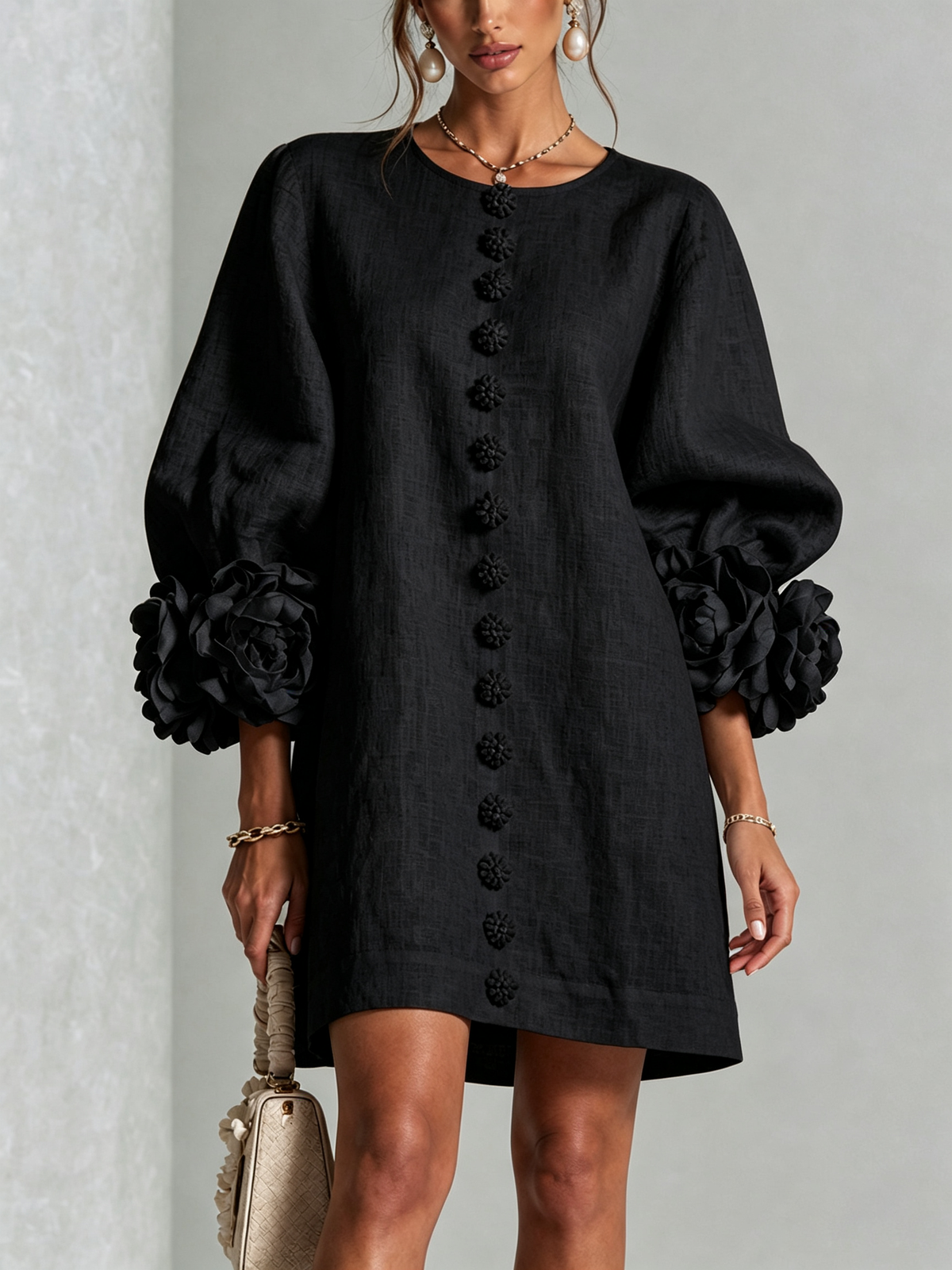 Corabelle | Puff Sleeve Linen Mini Dress