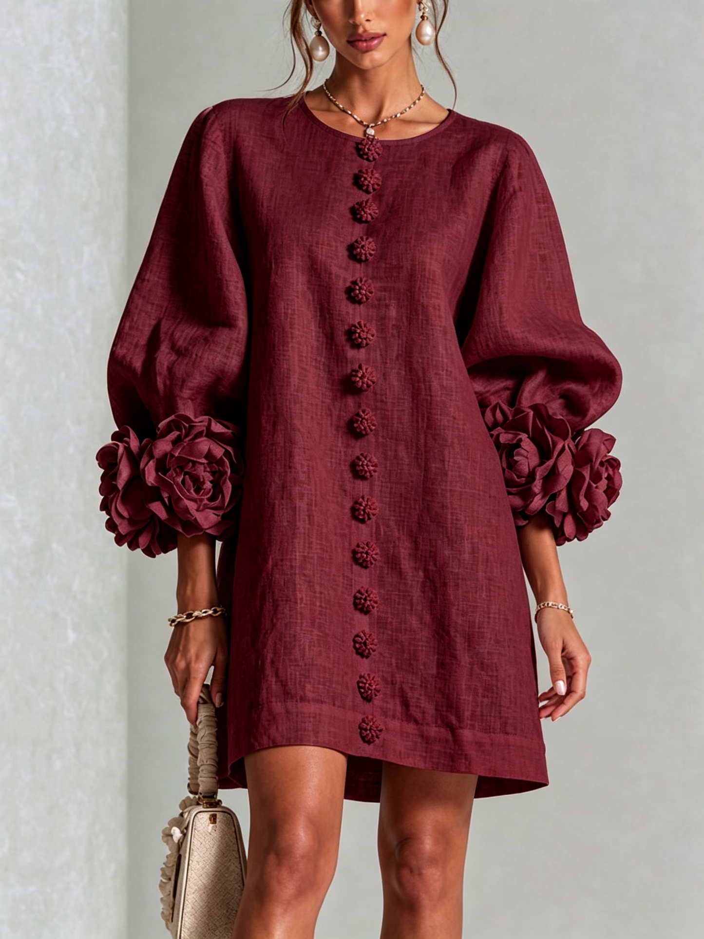 Corabelle | Puff Sleeve Linen Mini Dress