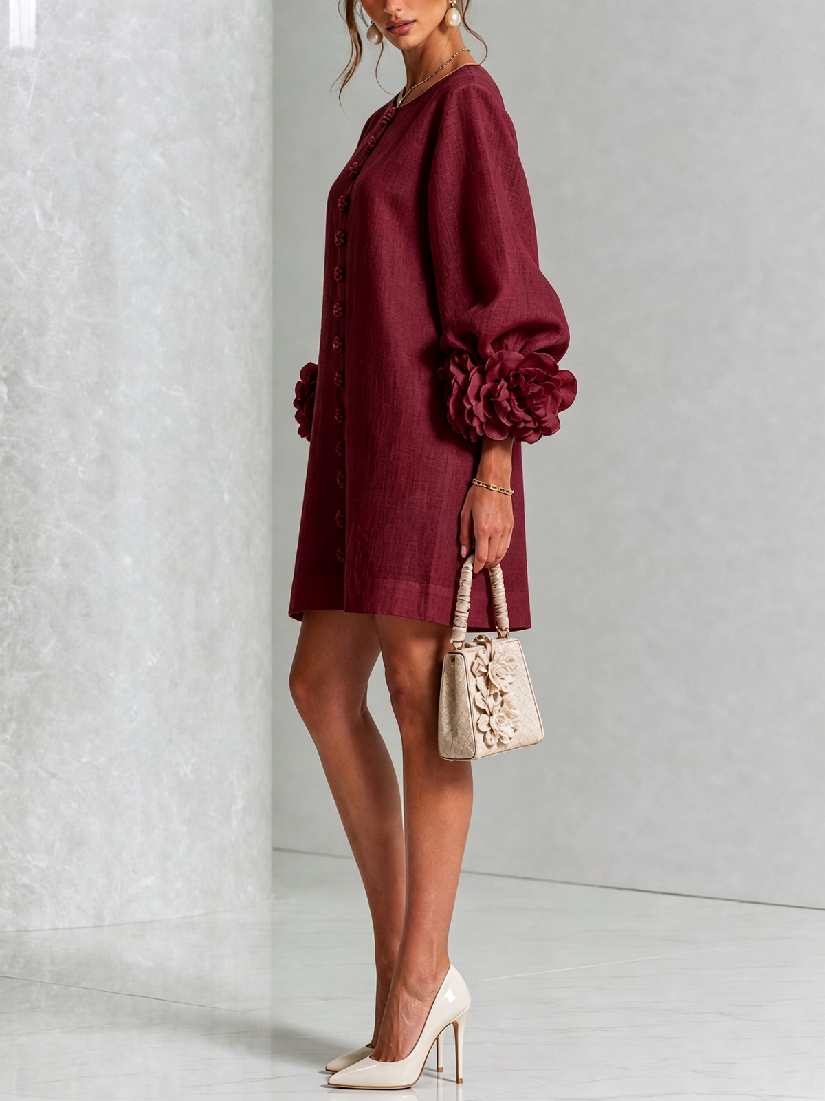 Corabelle | Puff Sleeve Linen Mini Dress