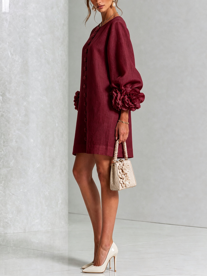 Corabelle | Puff Sleeve Linen Mini Dress