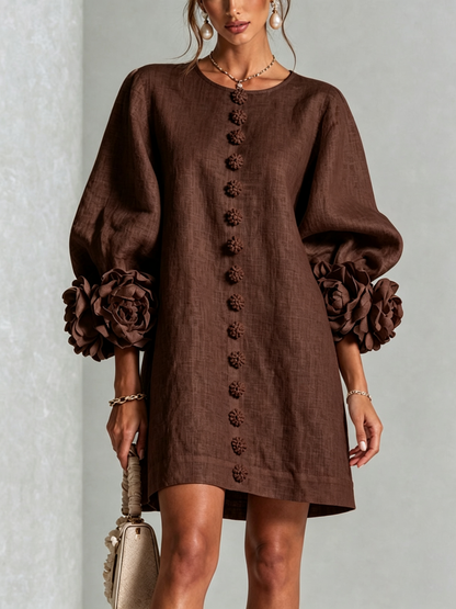 Corabelle | Puff Sleeve Linen Mini Dress