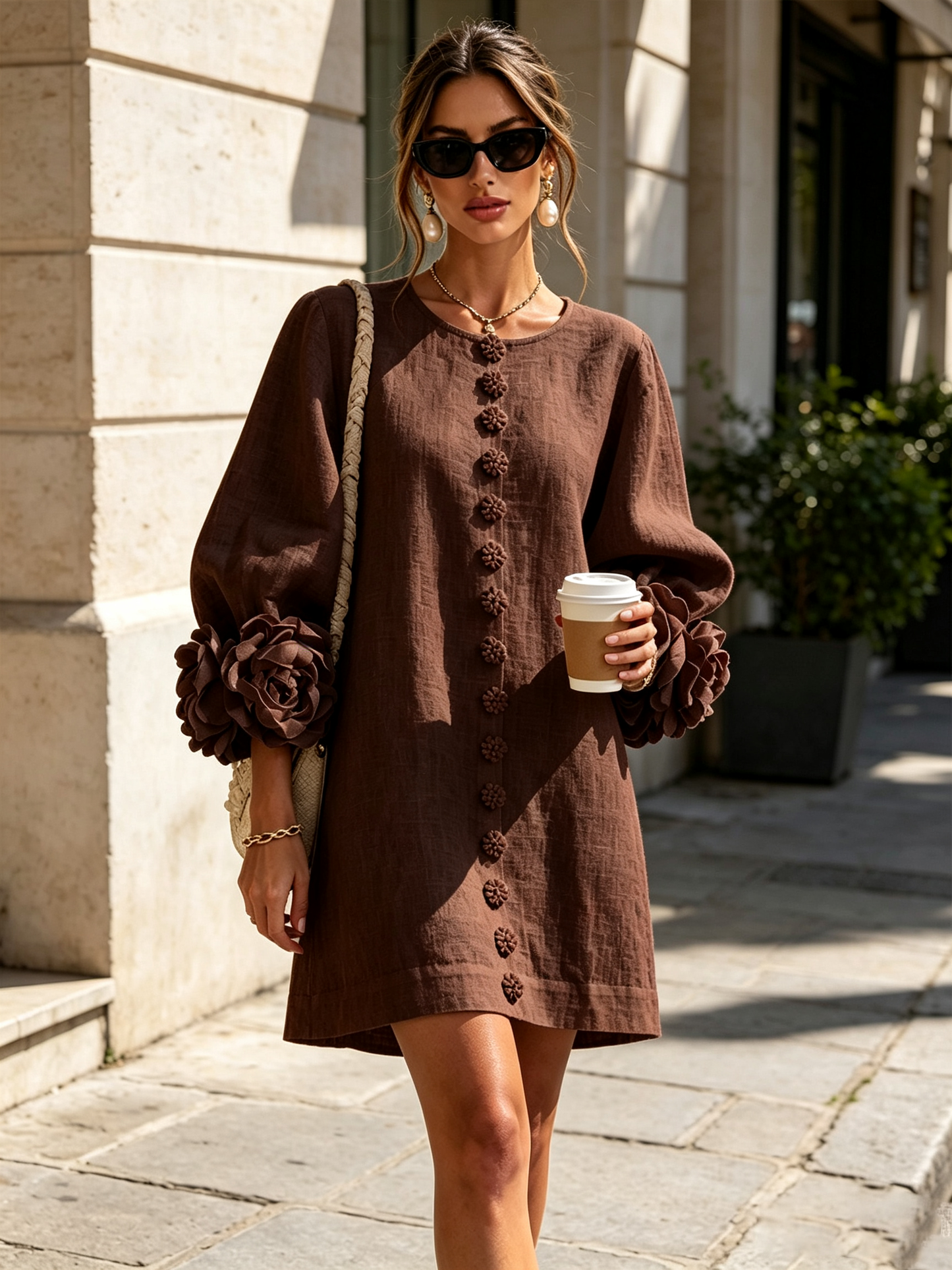 Corabelle | Puff Sleeve Linen Mini Dress