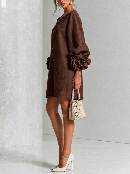 Corabelle | Puff Sleeve Linen Mini Dress