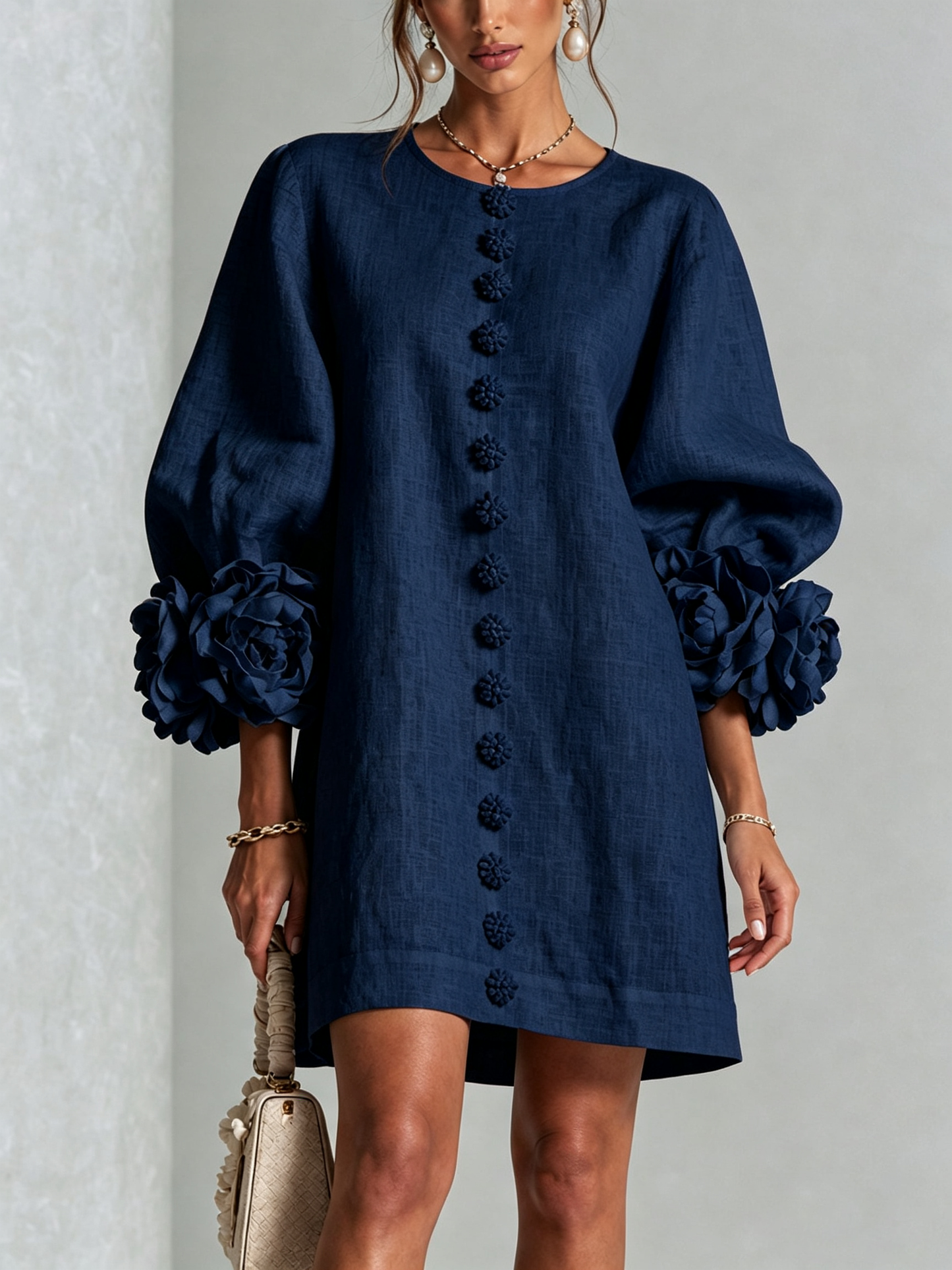 Corabelle | Puff Sleeve Linen Mini Dress