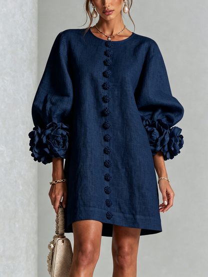Corabelle | Puff Sleeve Linen Mini Dress