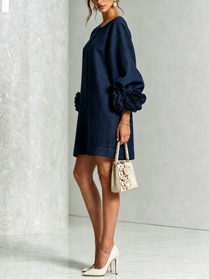 Corabelle | Puff Sleeve Linen Mini Dress