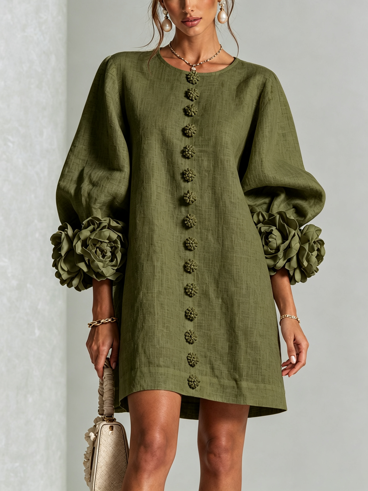 Corabelle | Puff Sleeve Linen Mini Dress