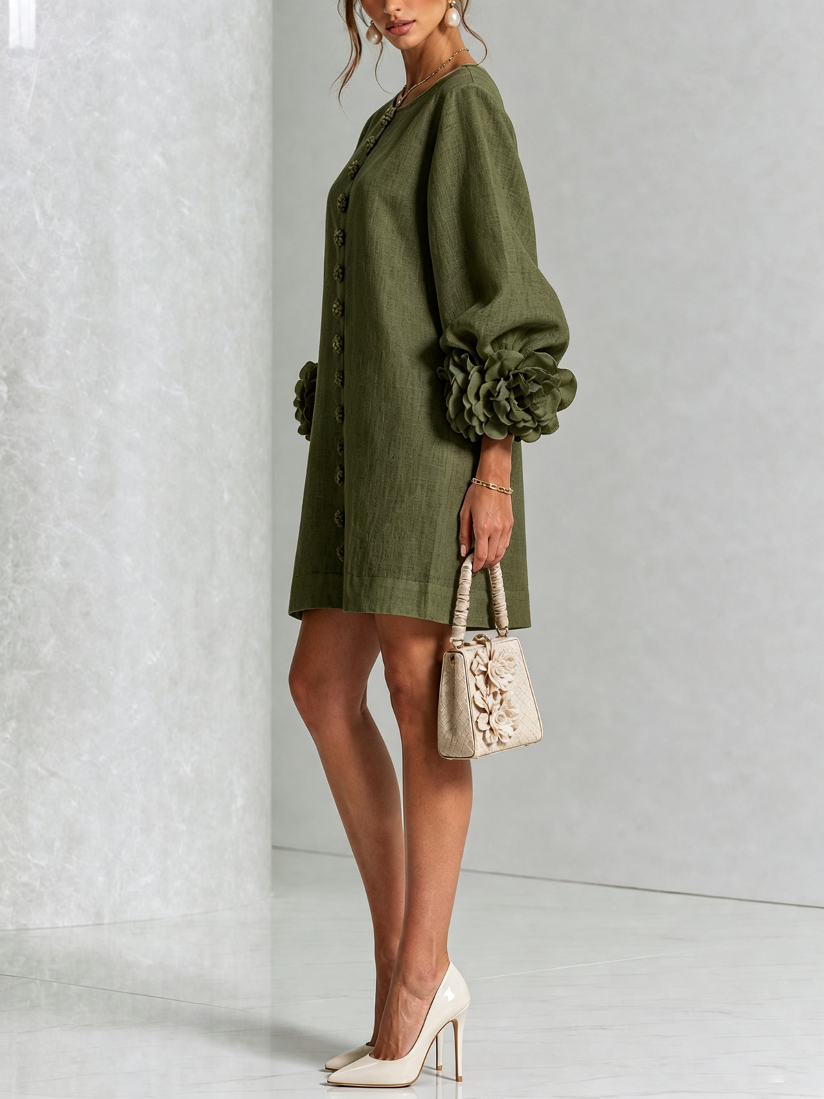 Corabelle | Puff Sleeve Linen Mini Dress