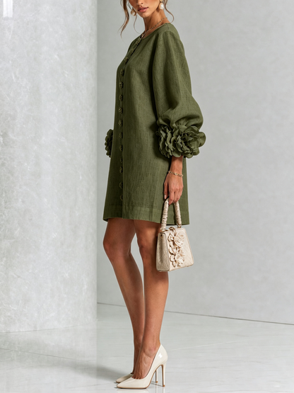 Corabelle | Puff Sleeve Linen Mini Dress