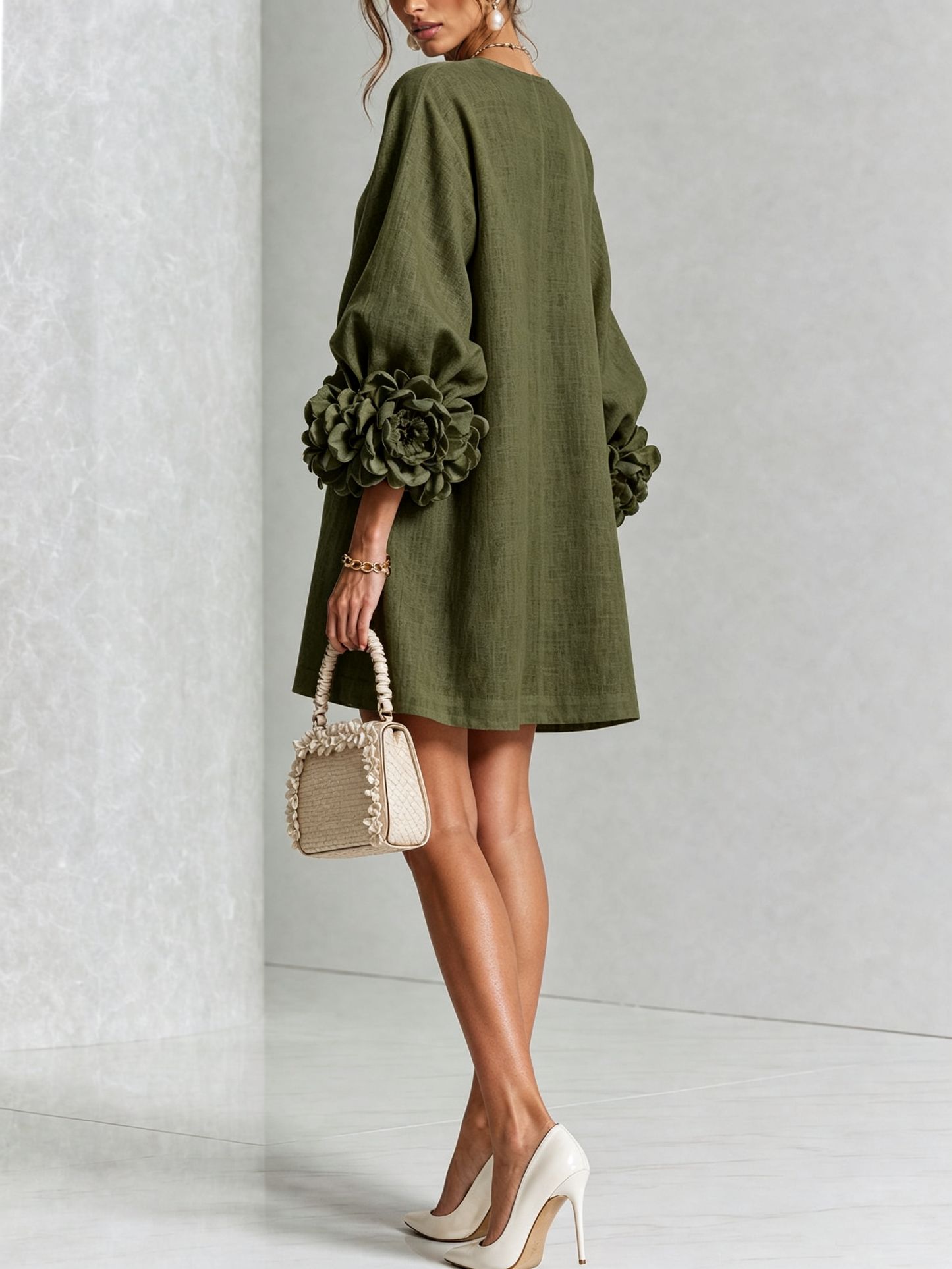 Corabelle | Puff Sleeve Linen Mini Dress