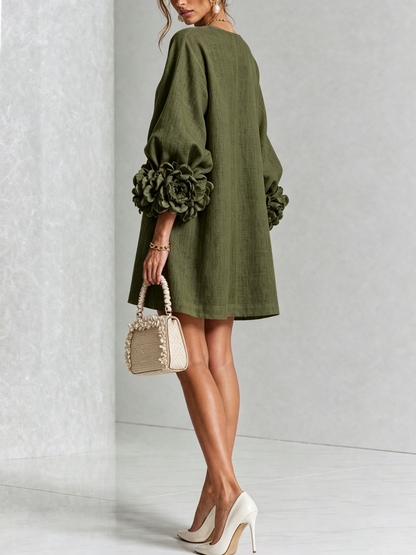 Corabelle | Puff Sleeve Linen Mini Dress