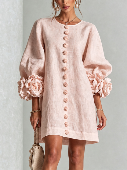 Corabelle | Puff Sleeve Linen Mini Dress