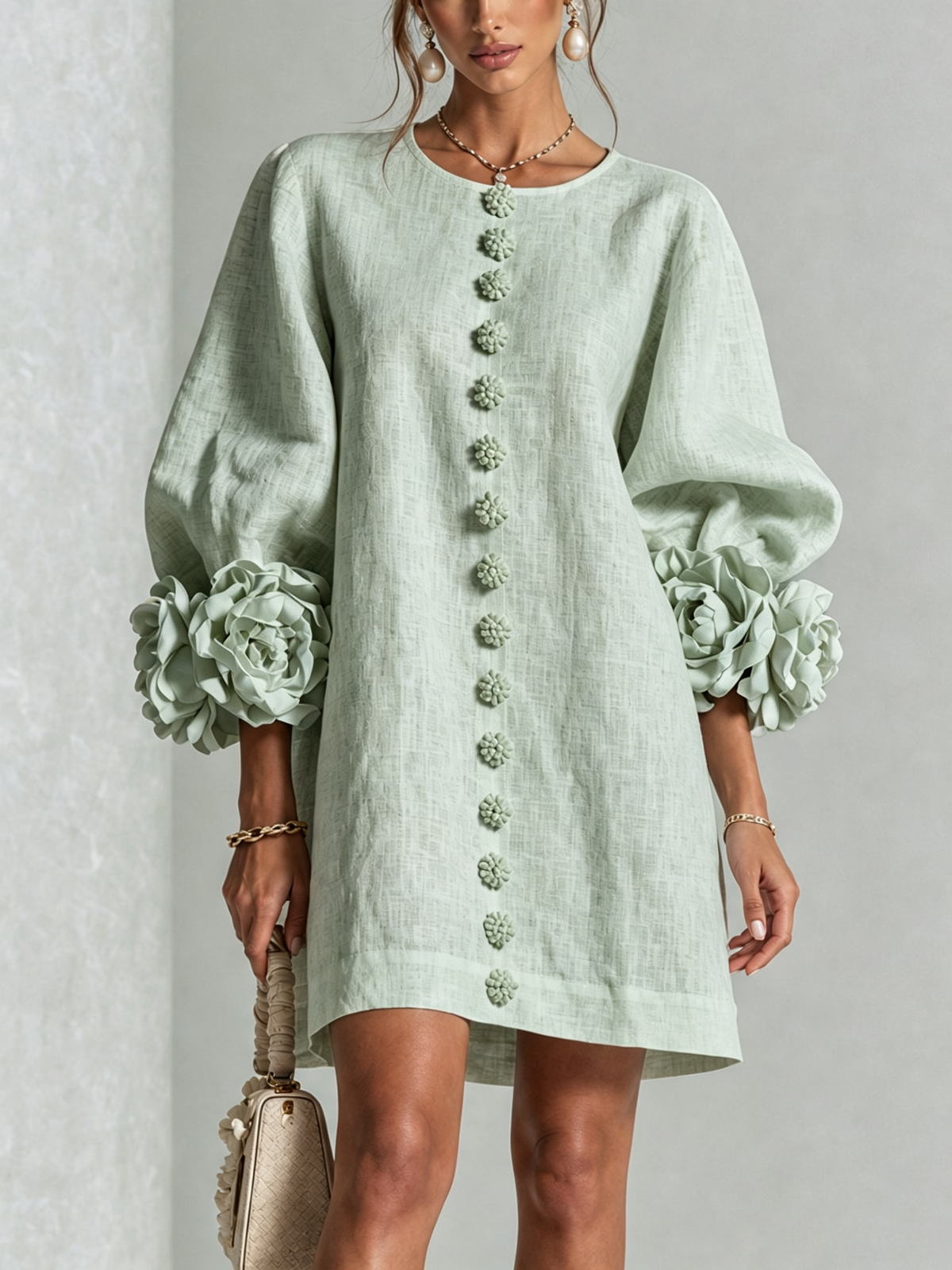 Corabelle | Puff Sleeve Linen Mini Dress