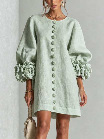 Corabelle | Puff Sleeve Linen Mini Dress