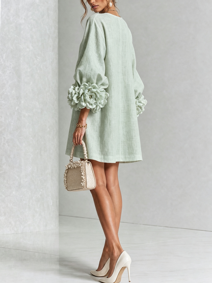 Corabelle | Puff Sleeve Linen Mini Dress