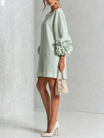 Corabelle | Puff Sleeve Linen Mini Dress