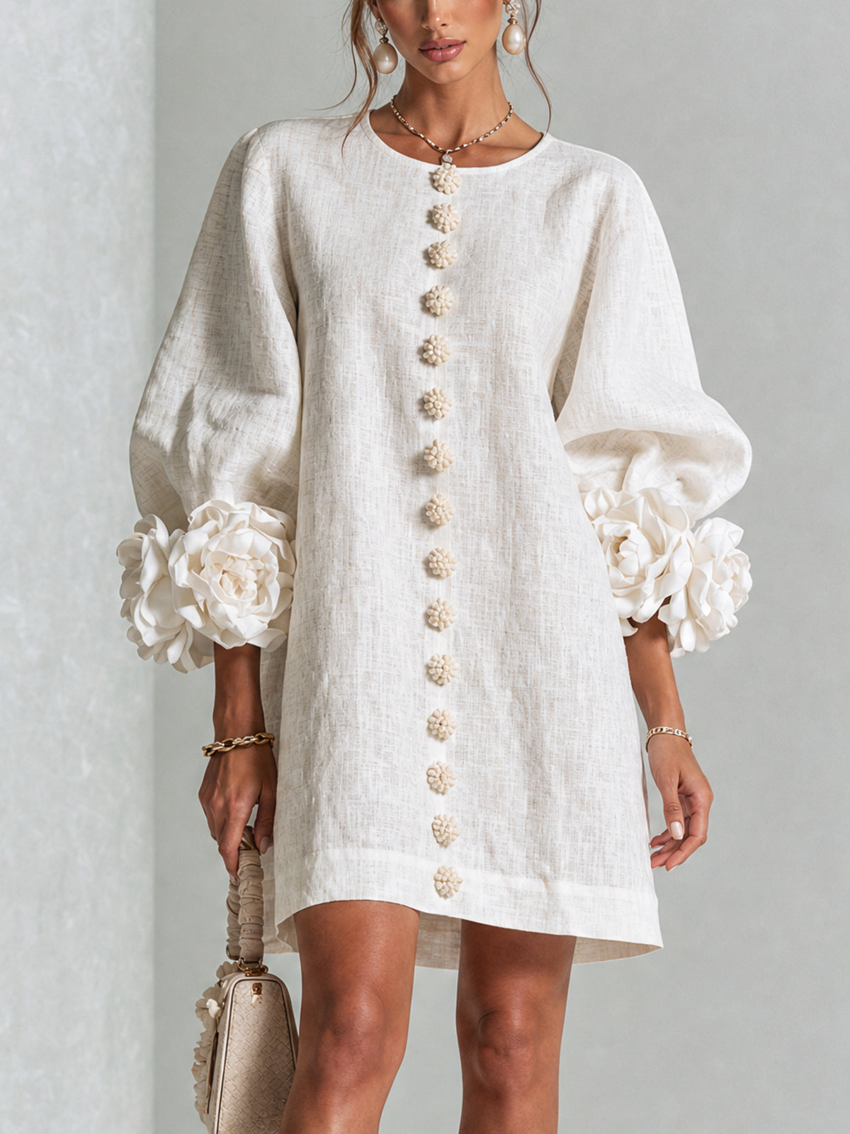 Corabelle | Puff Sleeve Linen Mini Dress