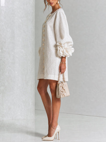 Corabelle | Puff Sleeve Linen Mini Dress