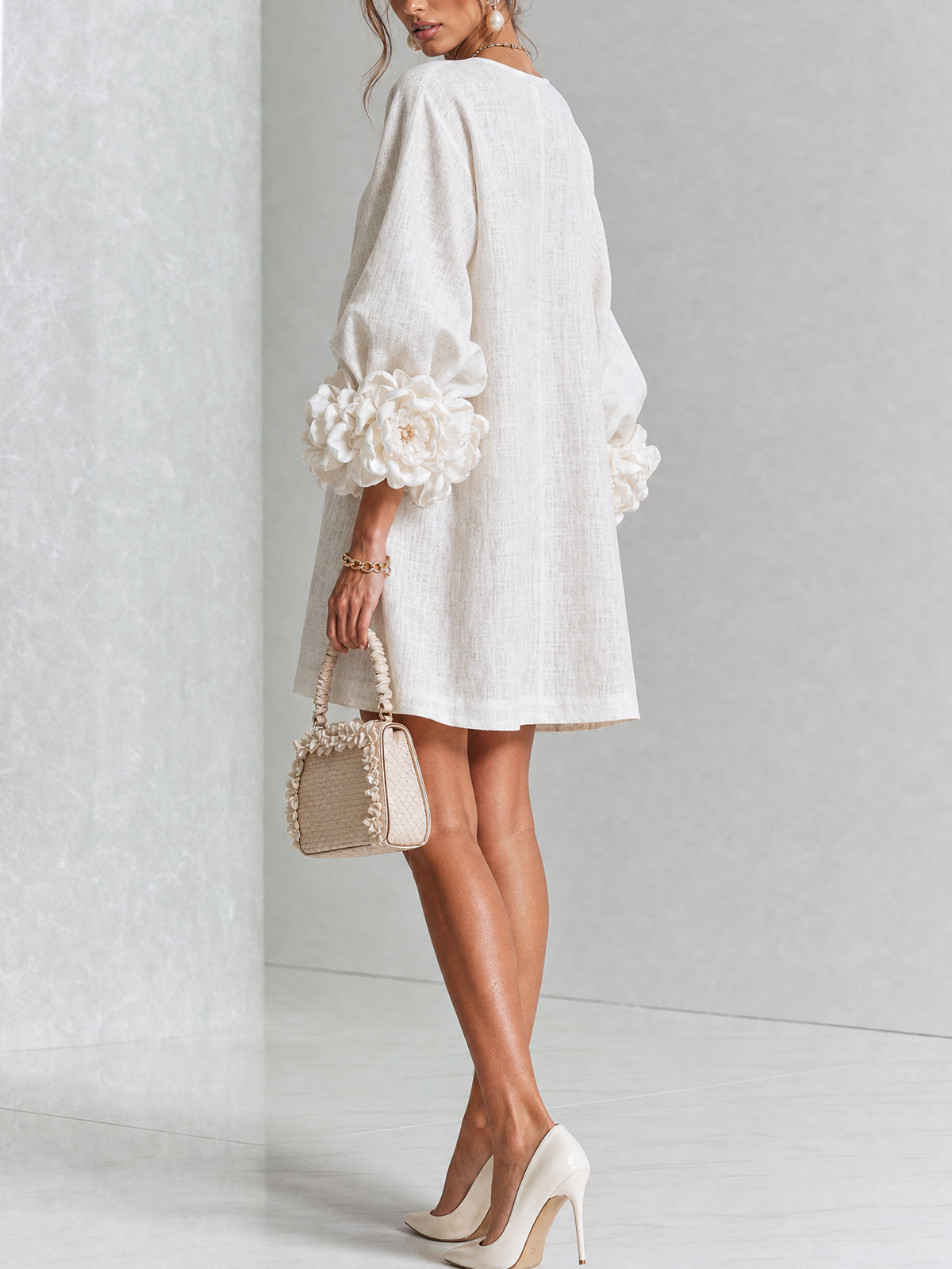 Corabelle | Puff Sleeve Linen Mini Dress