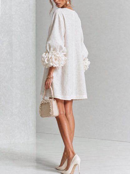Corabelle | Puff Sleeve Linen Mini Dress