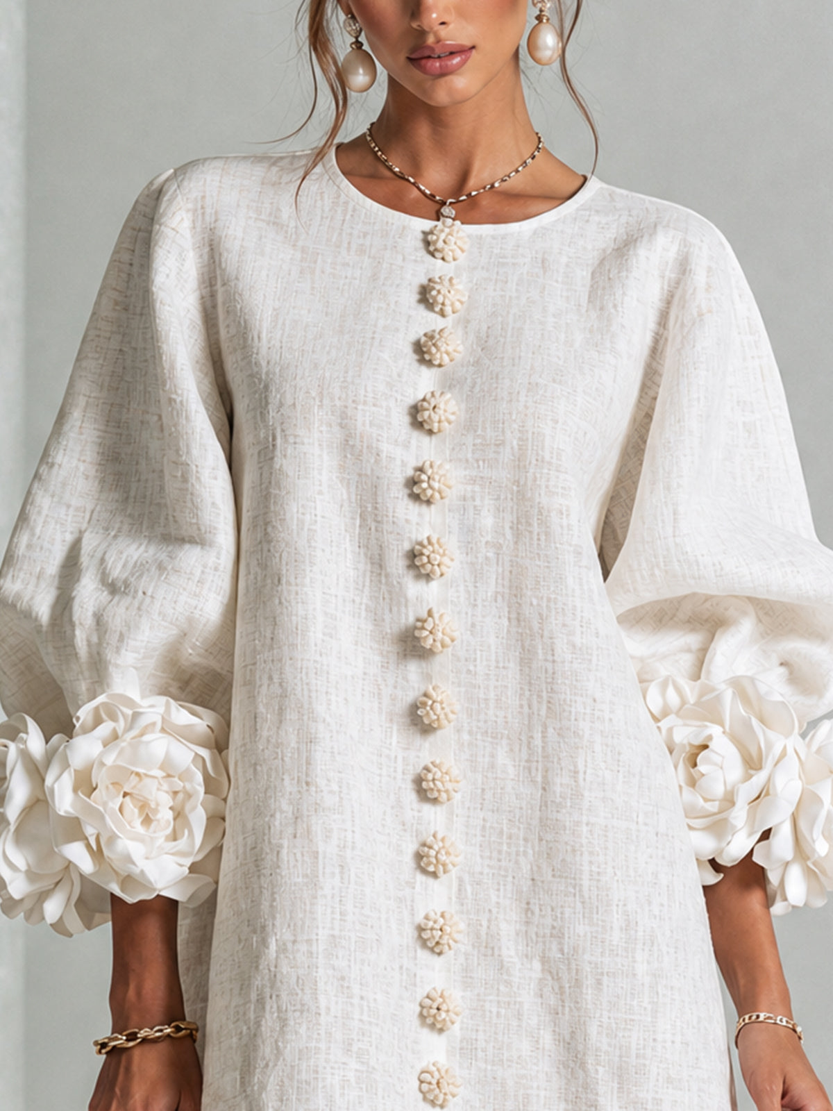 Corabelle | Puff Sleeve Linen Mini Dress