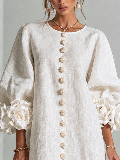 Corabelle | Puff Sleeve Linen Mini Dress