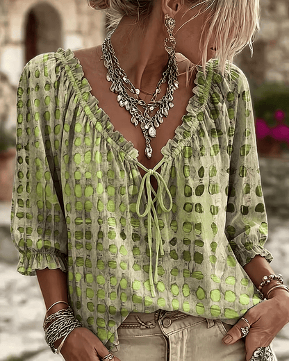 Nolisse | Sheer Ruffle Sleeve Blouse
