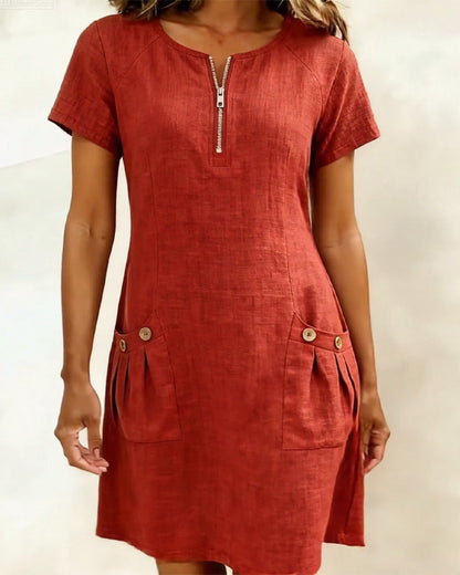 Rosina | Zip Neck Pocket Mini Dress