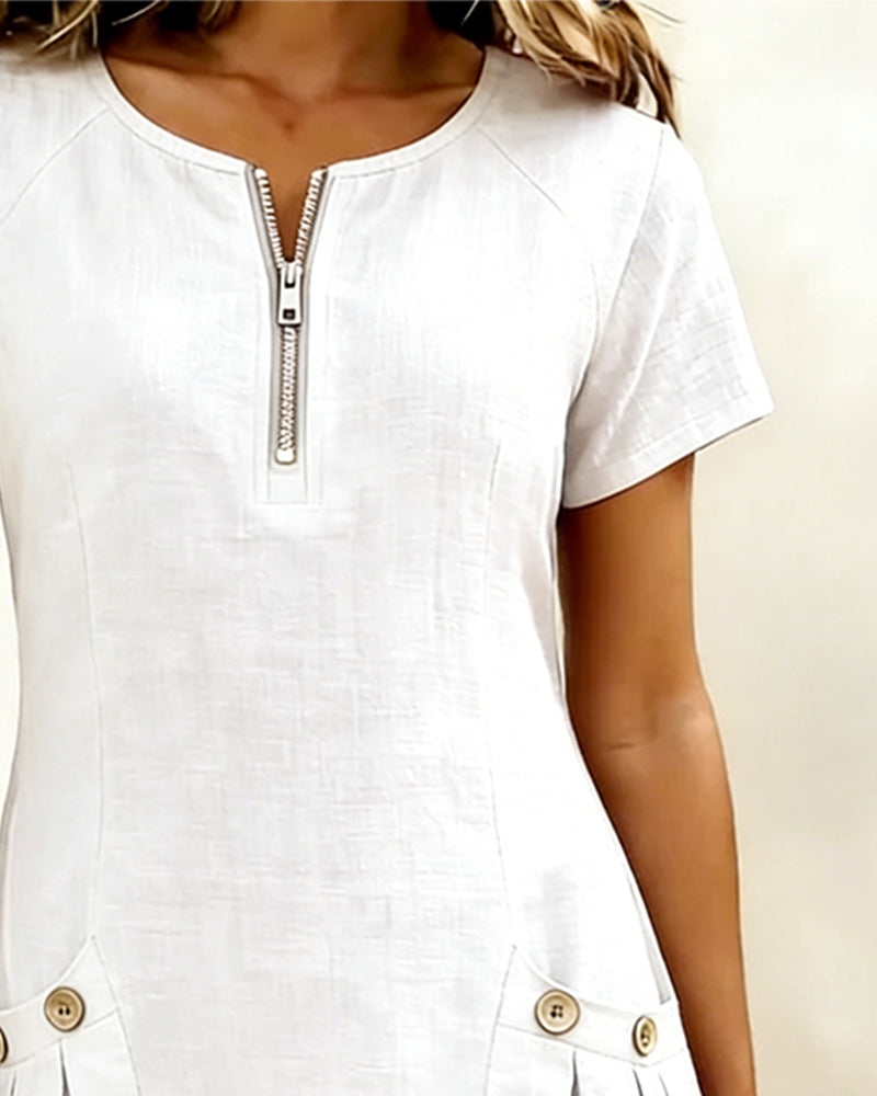 Rosina | Zip Neck Pocket Mini Dress