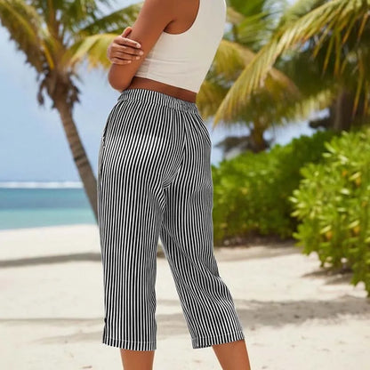Avenleigh | Striped Drawstring Capri Trousers