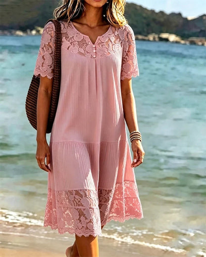 Orlina | Breezy Crochet Panel Summer Dress