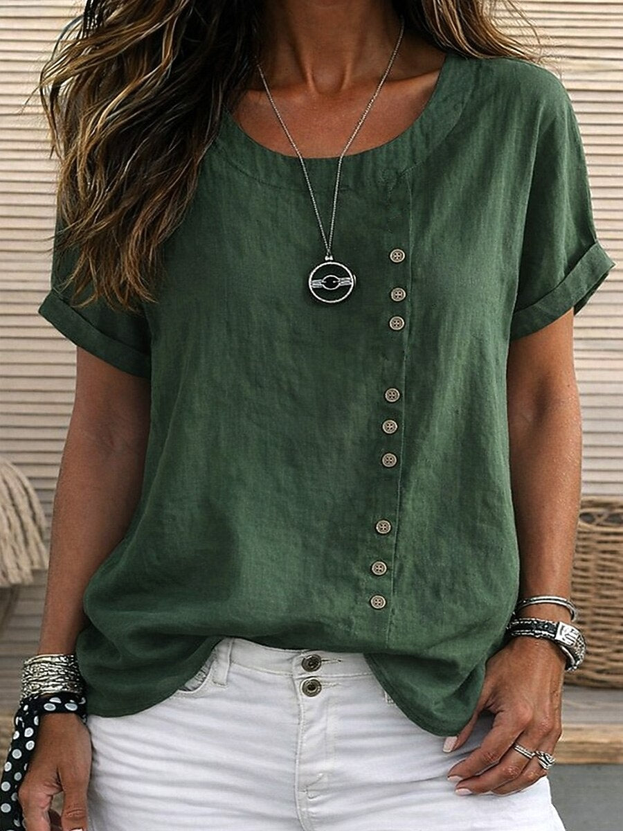 Elowise | Effortless Round Neck Casual Blouse